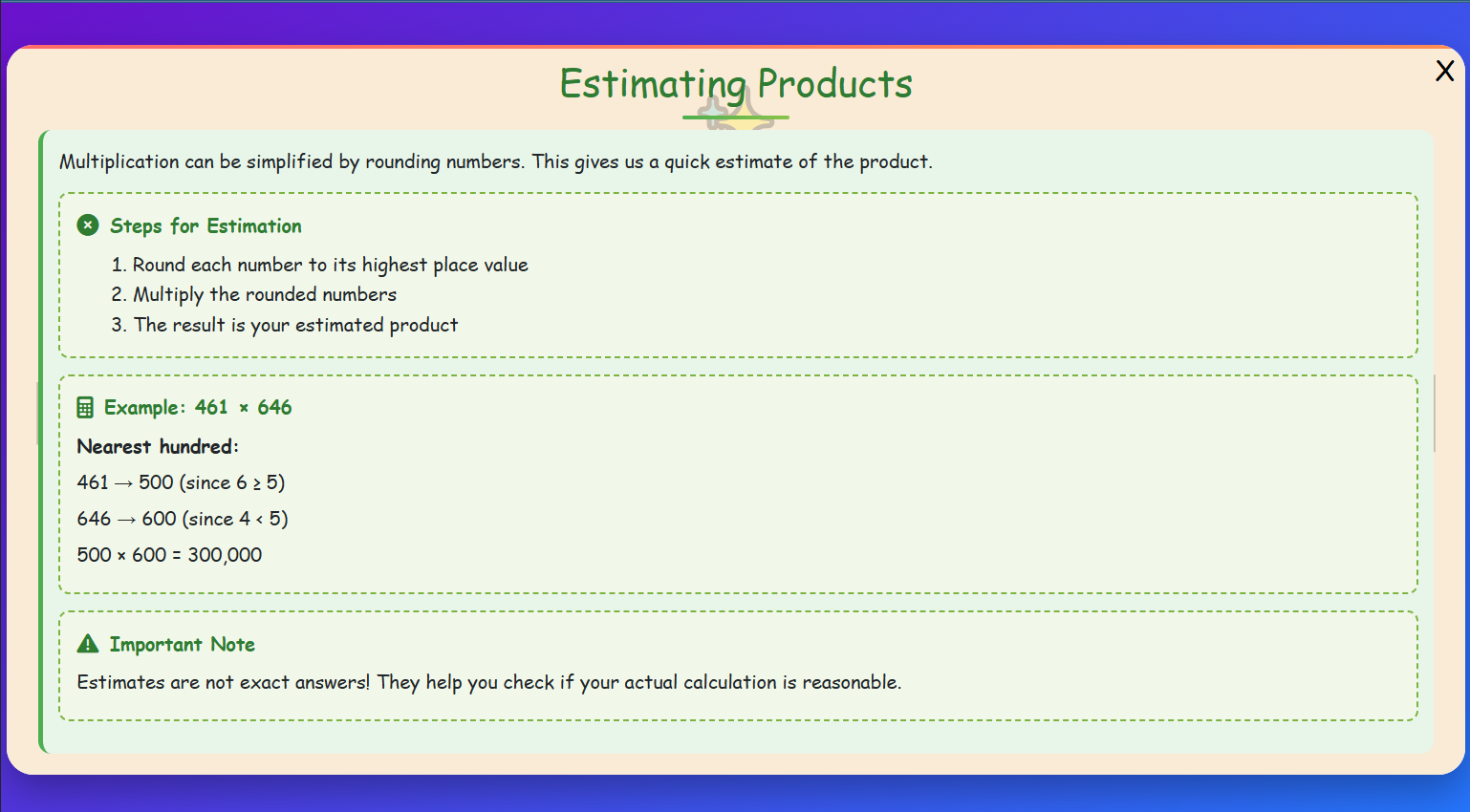 Estimating Products Lesson