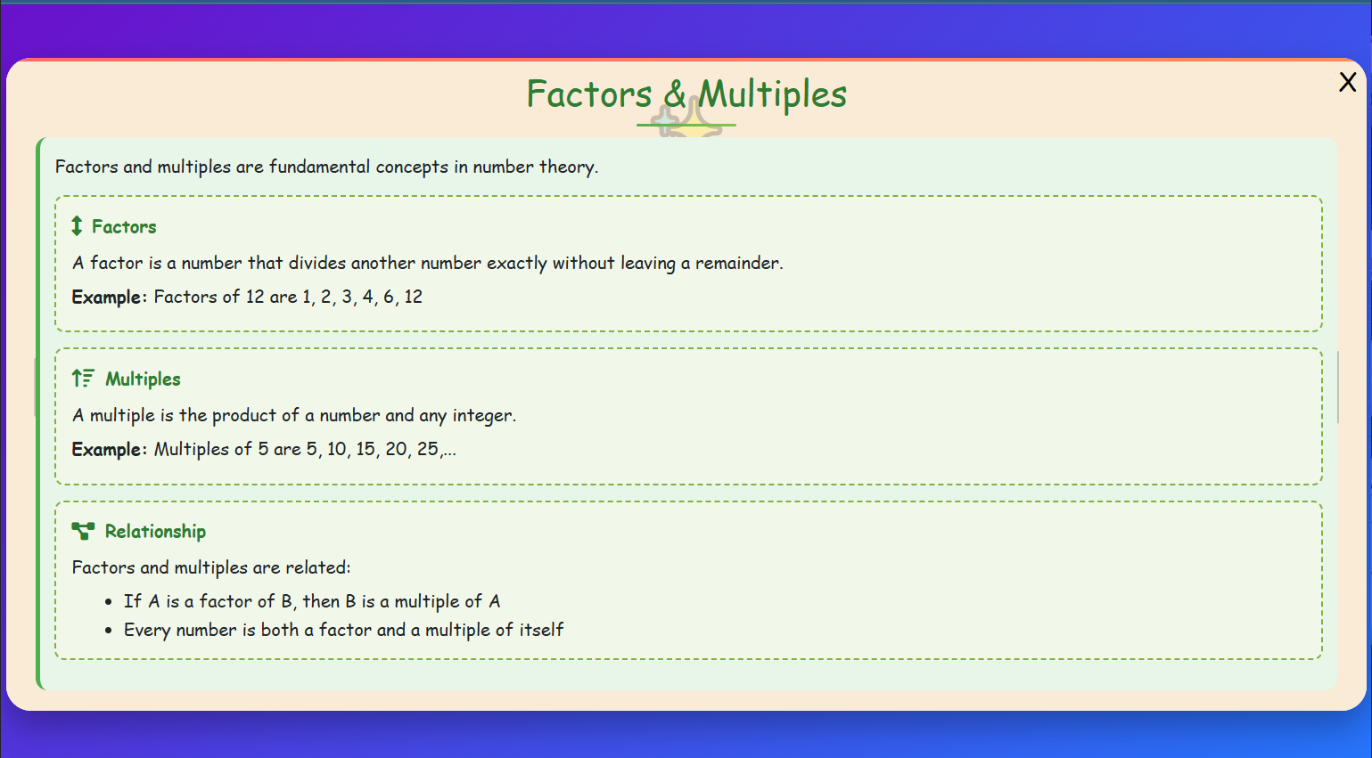 Factors & Multiples Lesson