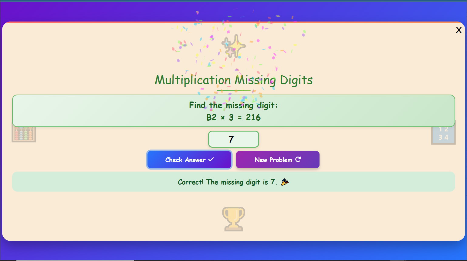 Missing Digits Practice