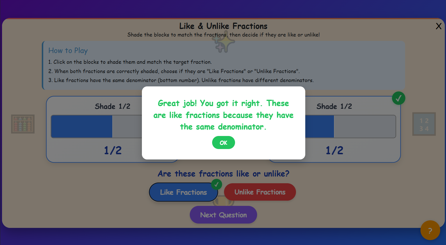 Like-Unlike fractions