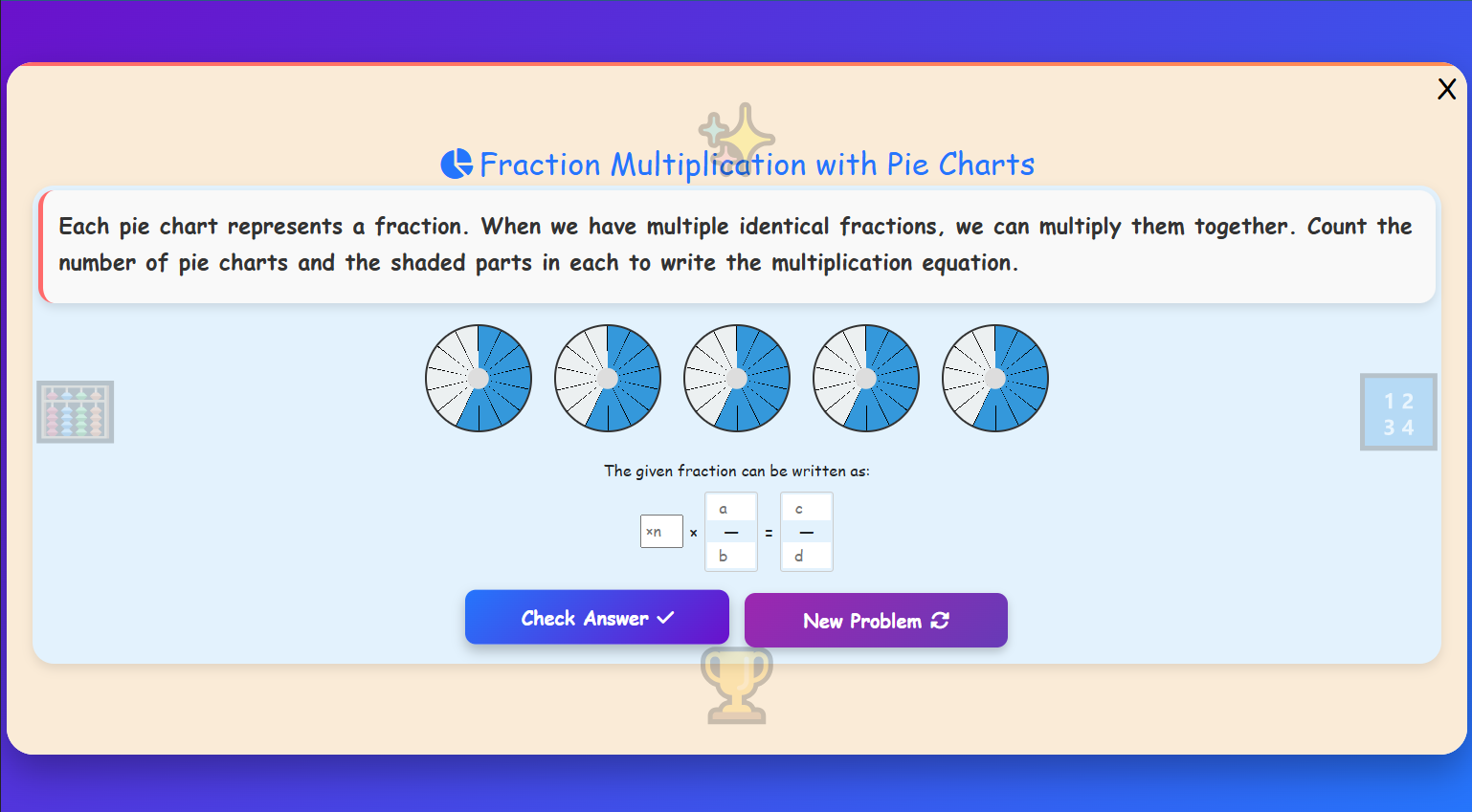 Fraction Multiplication with Pie Charts
