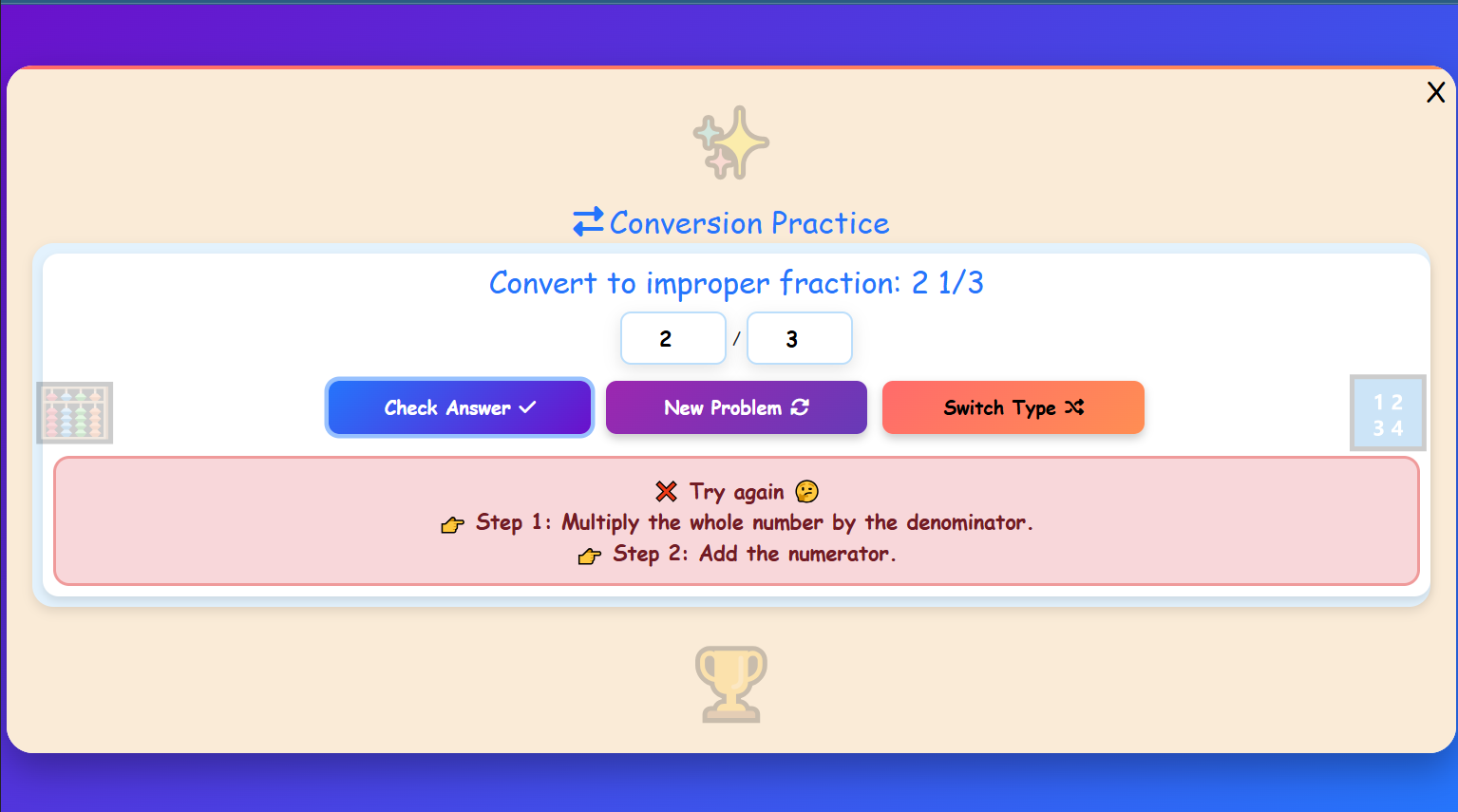 Mixed Numbers & Improper Fractions Practice