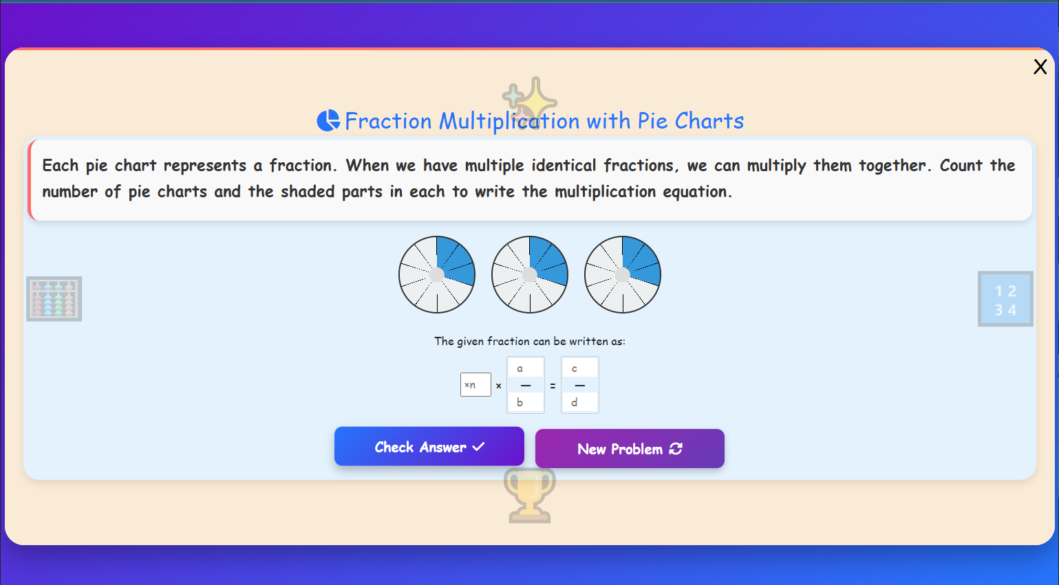 Fraction Multiplication with Pie Charts