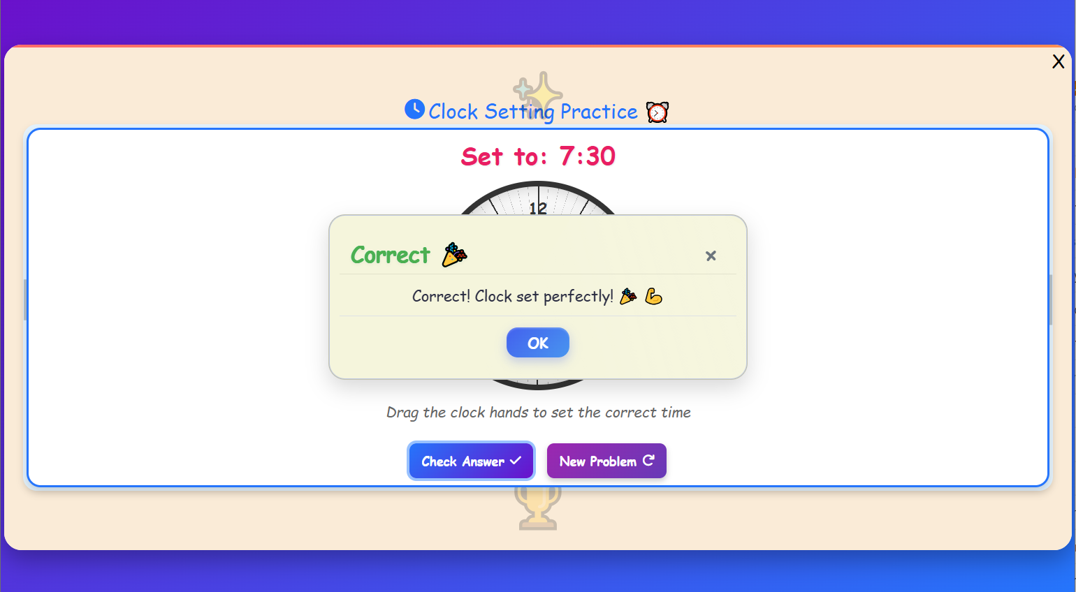 Clock Setting Practice