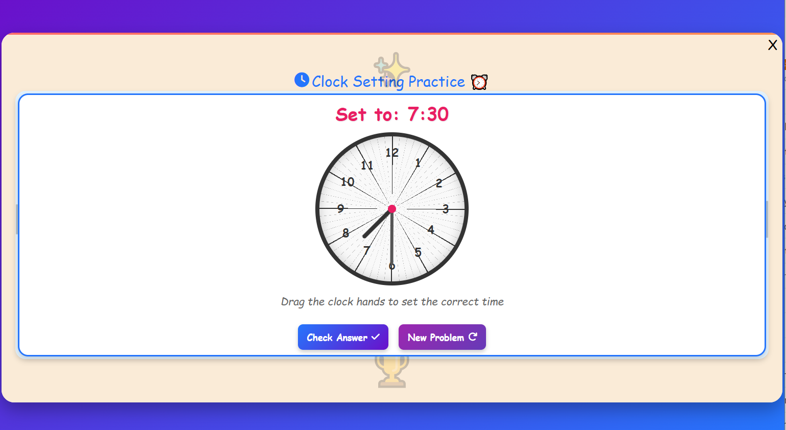 Clock Setting Practice