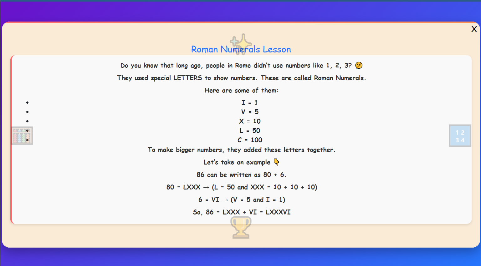 Roman Number Lesson