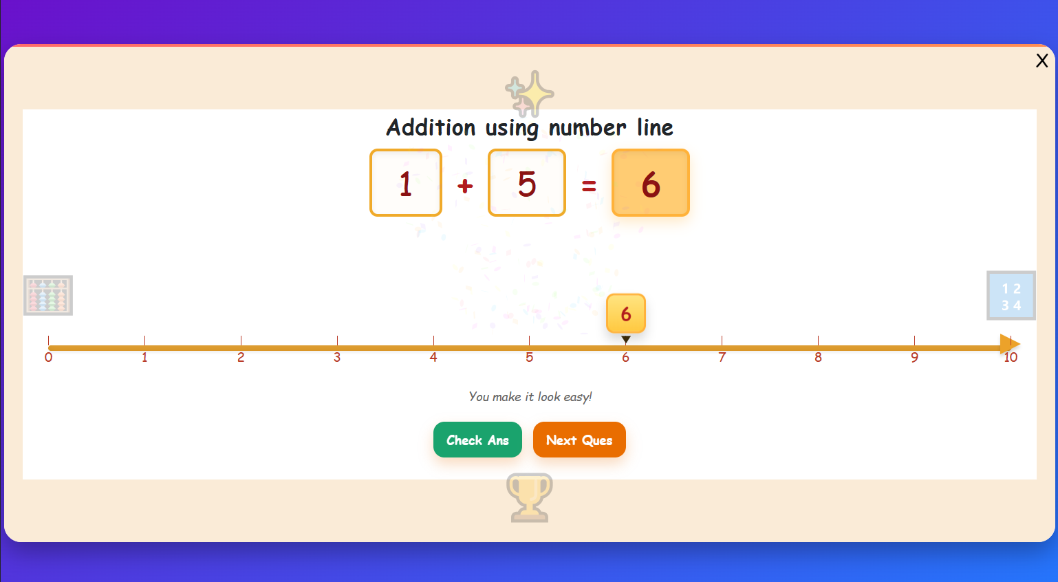 Addition using number line