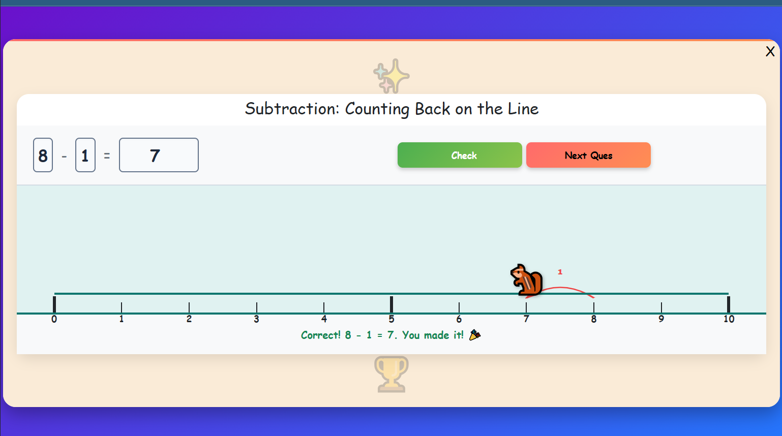 Subtraction: Counting Back on the Line