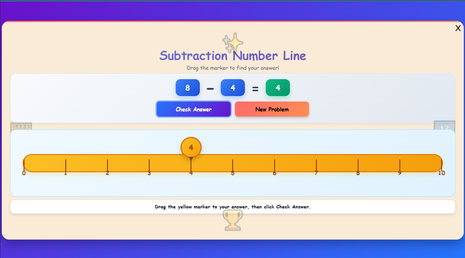 Subtraction using number line