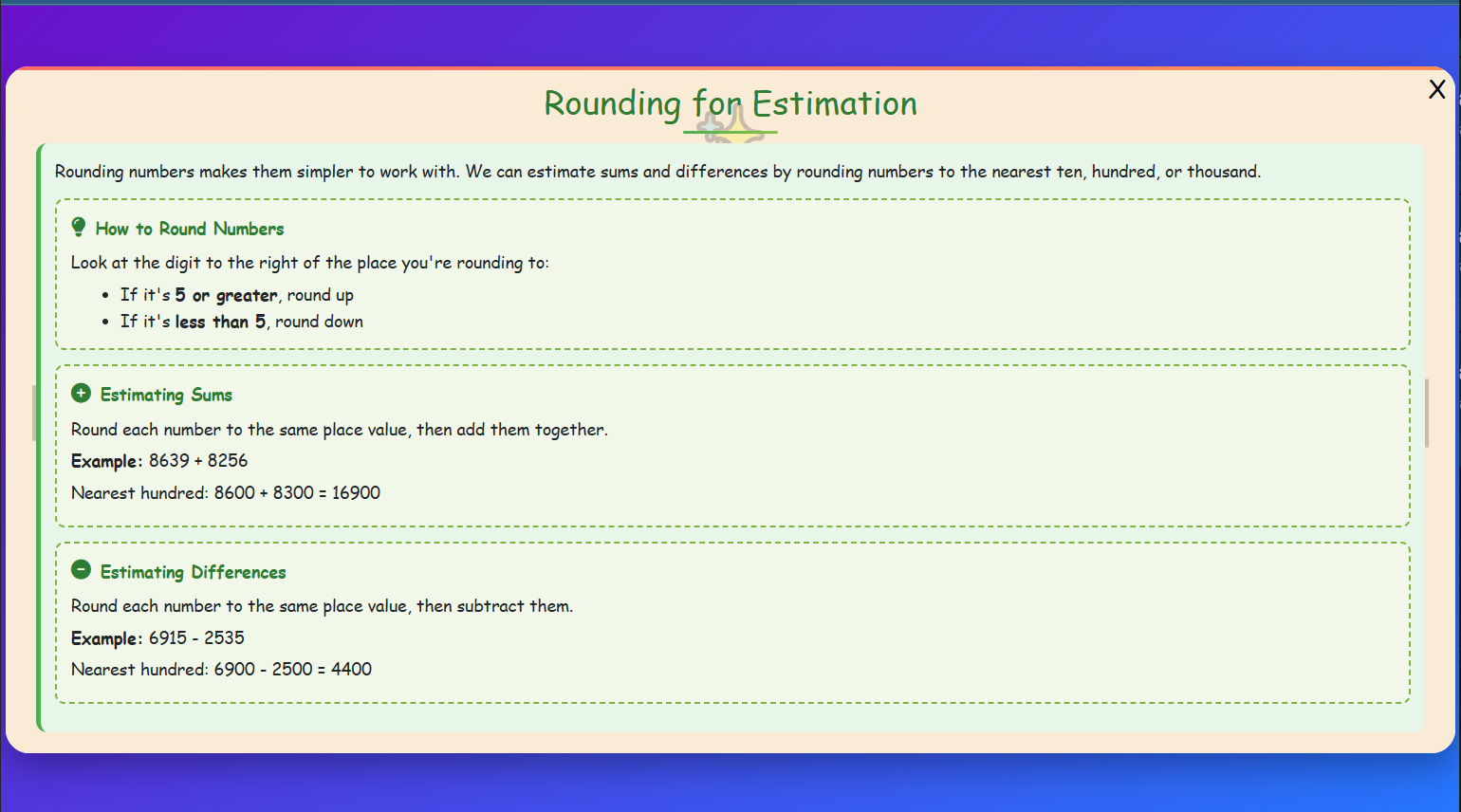 Rounding for Estimation Lesson
