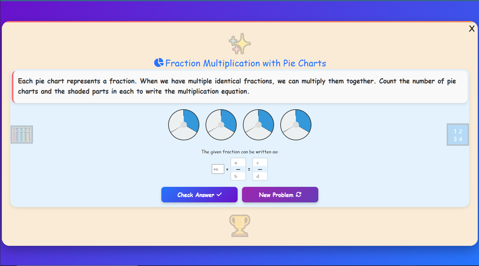 Fraction Multiplication with Pie Charts