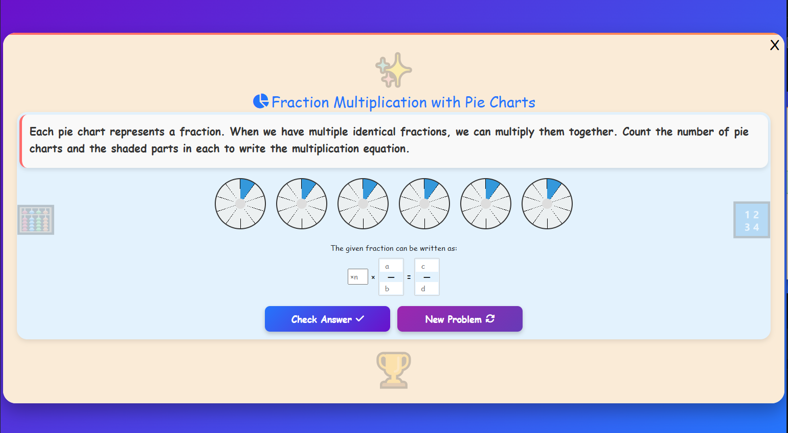 Fraction Multiplication with Pie Charts