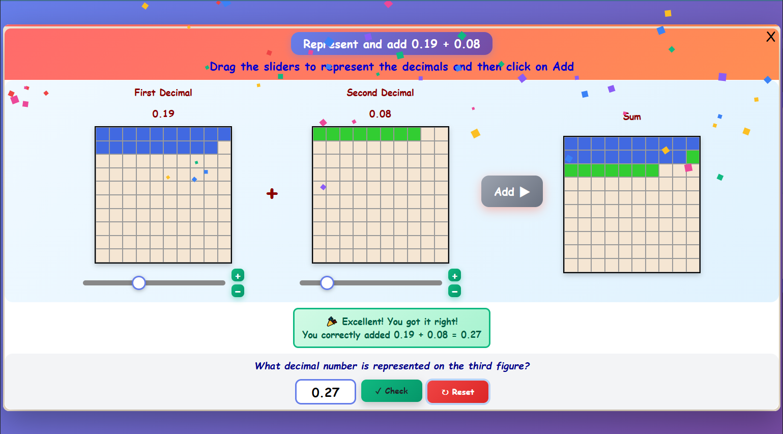 Decimal Addition - Interactive Learning Game