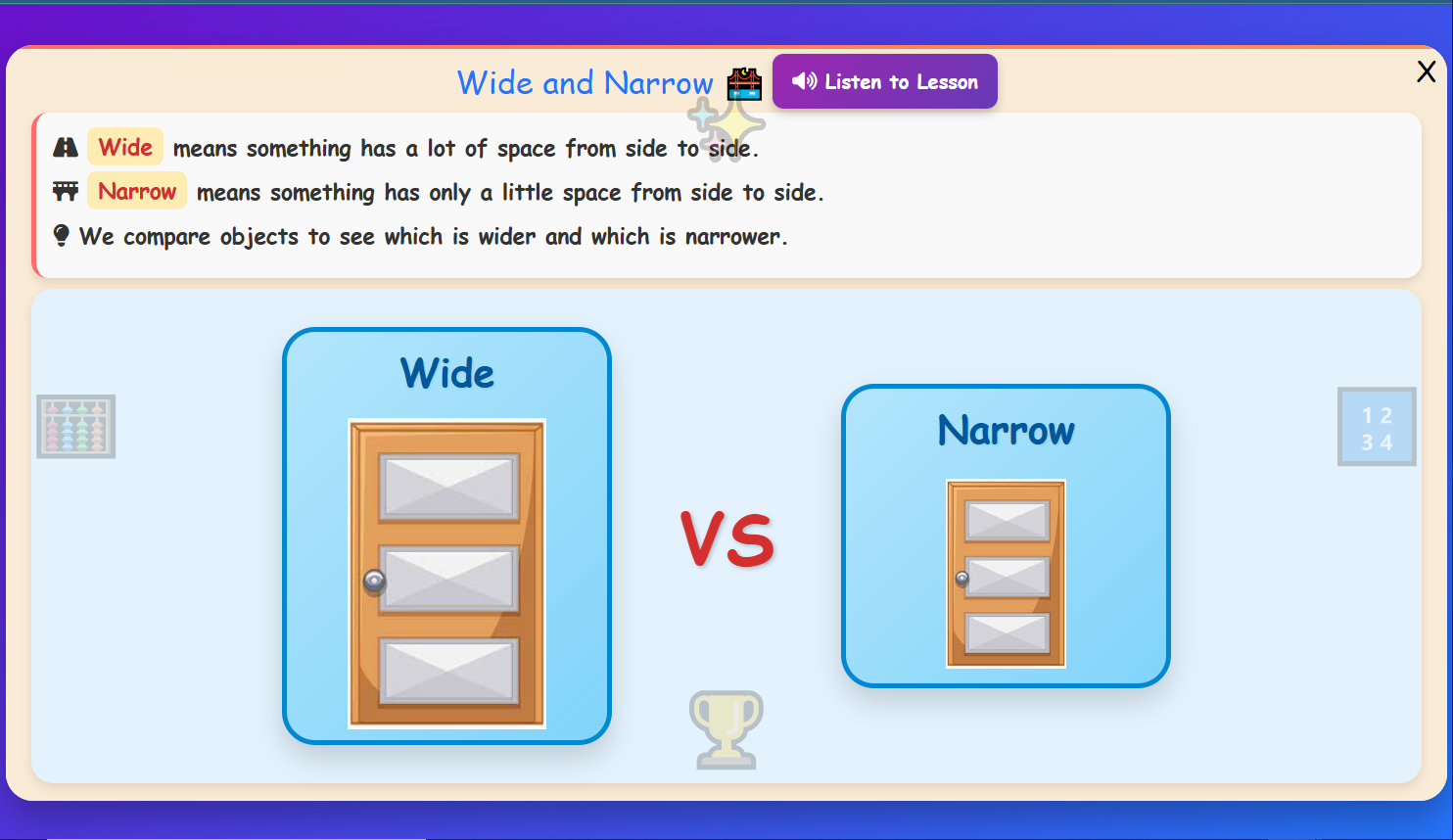 Wide & Narrow Lesson