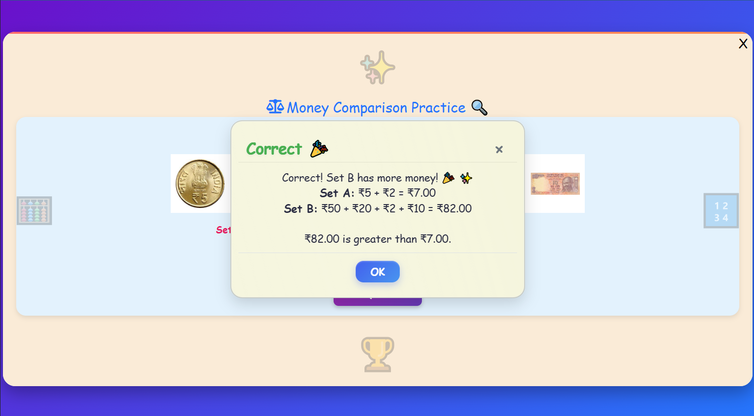 Money Comparison Practice