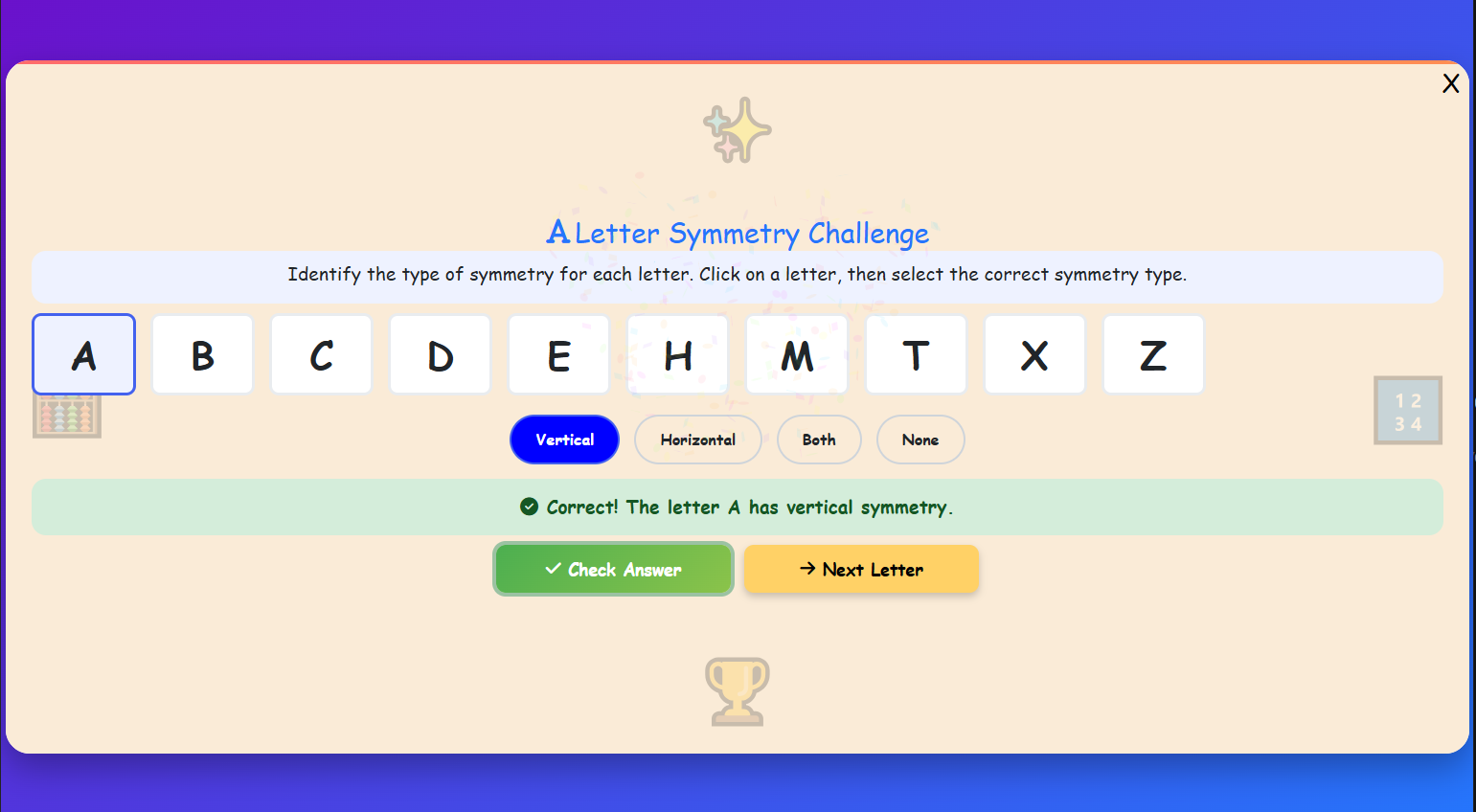 Letter Symmetry Challenge