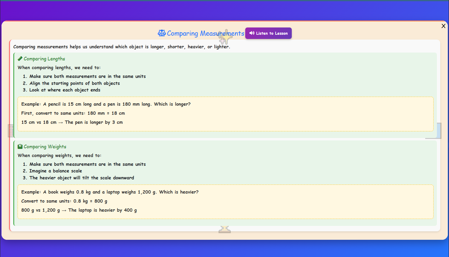 Comparing Measurements Lesson
