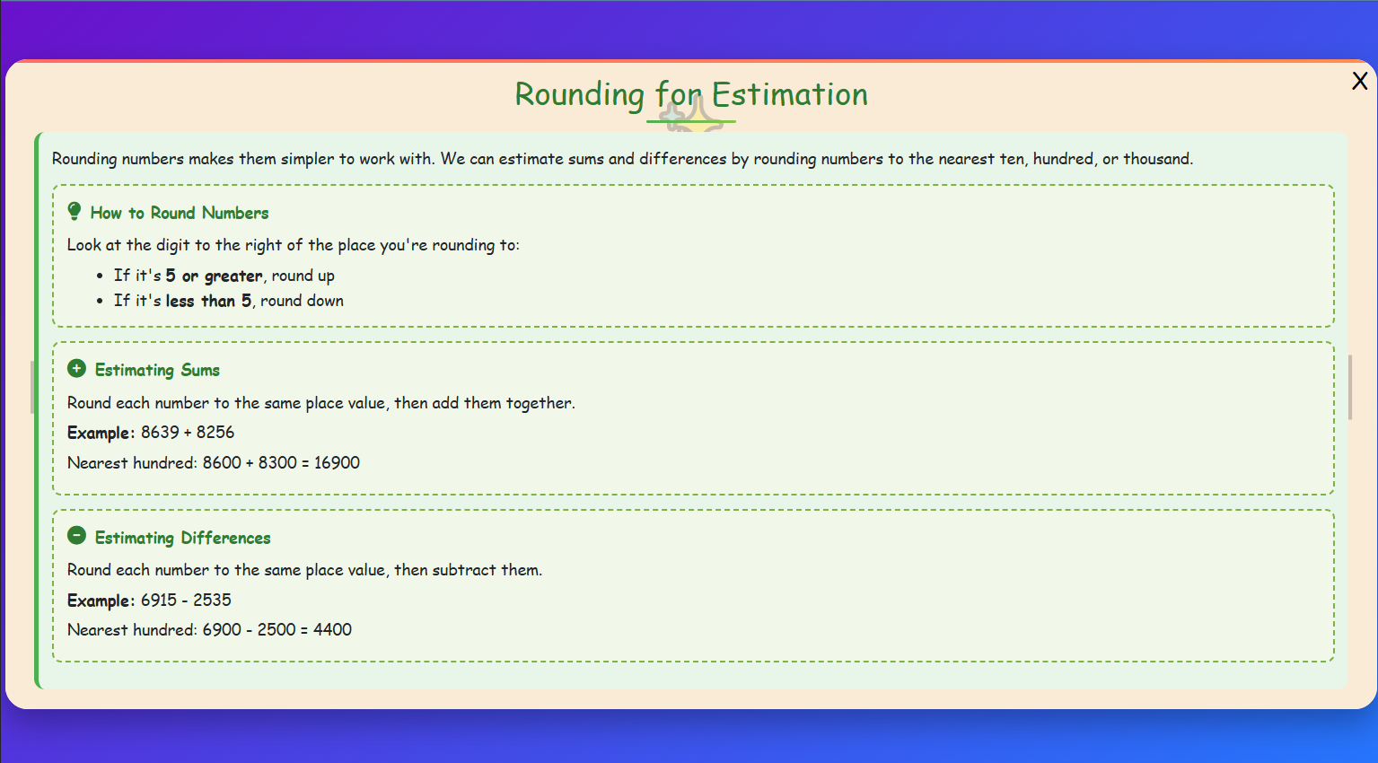 Rounding for Estimation Lesson
