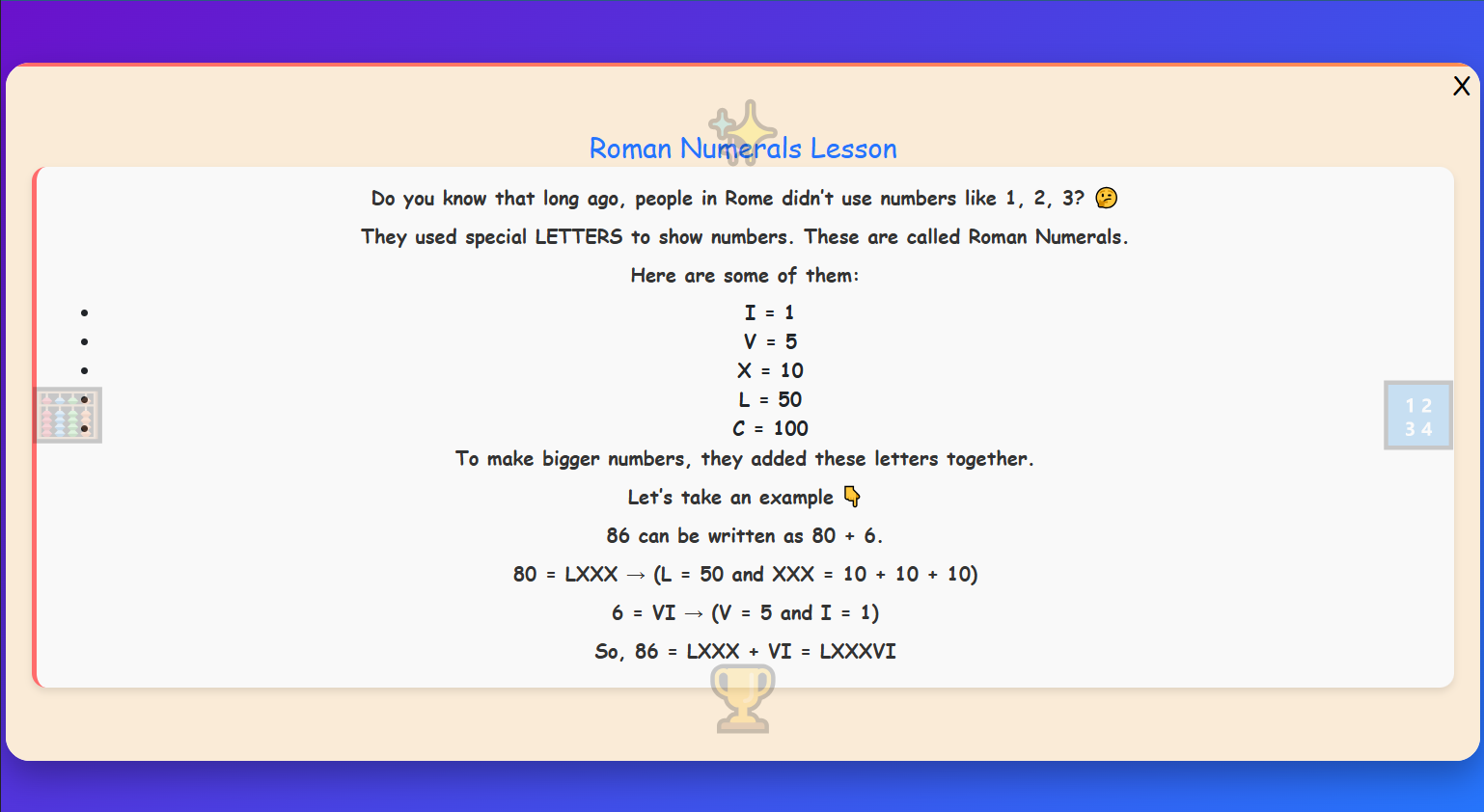 Roman Number Lesson