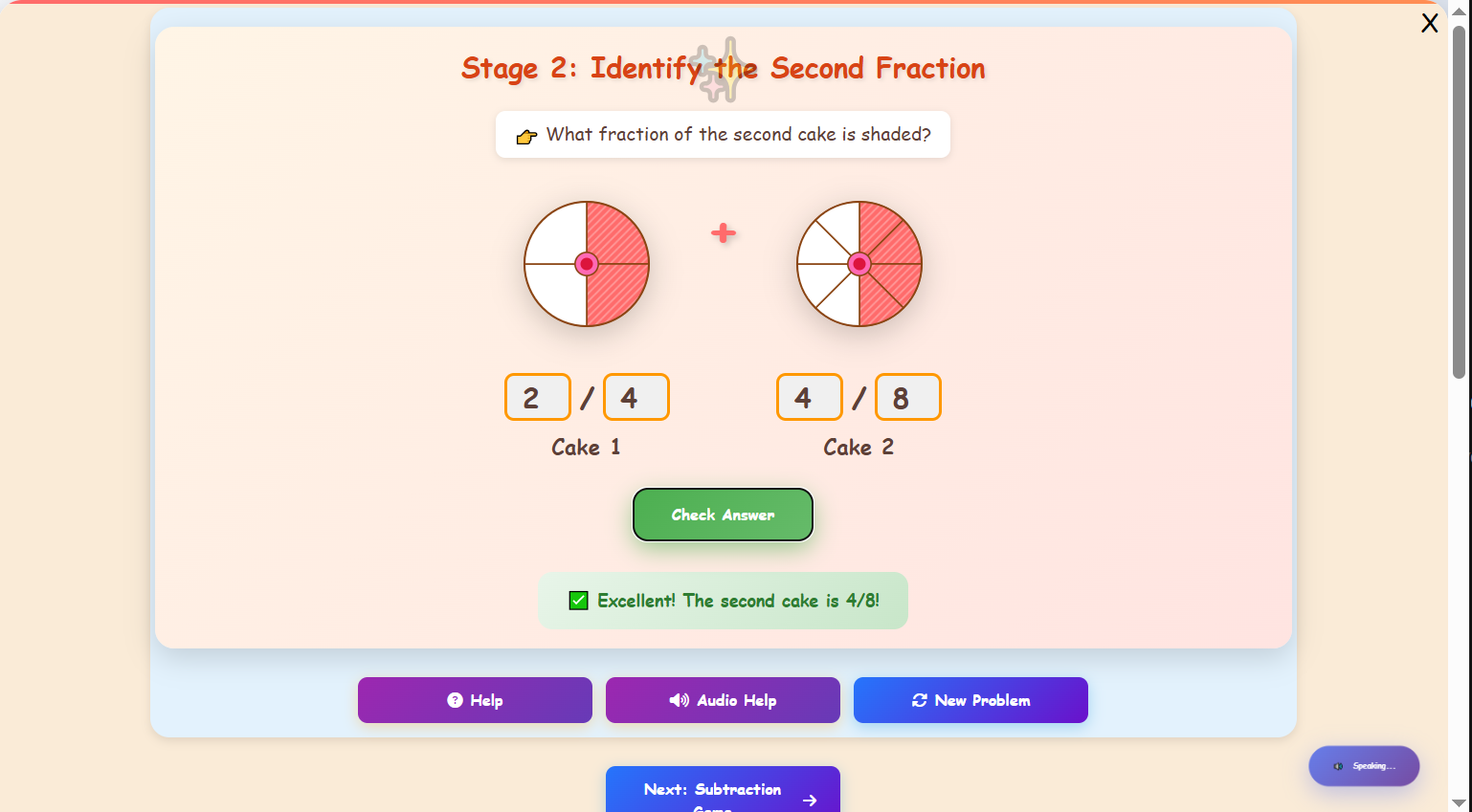 Cake Fractions: Sweet Additions Game