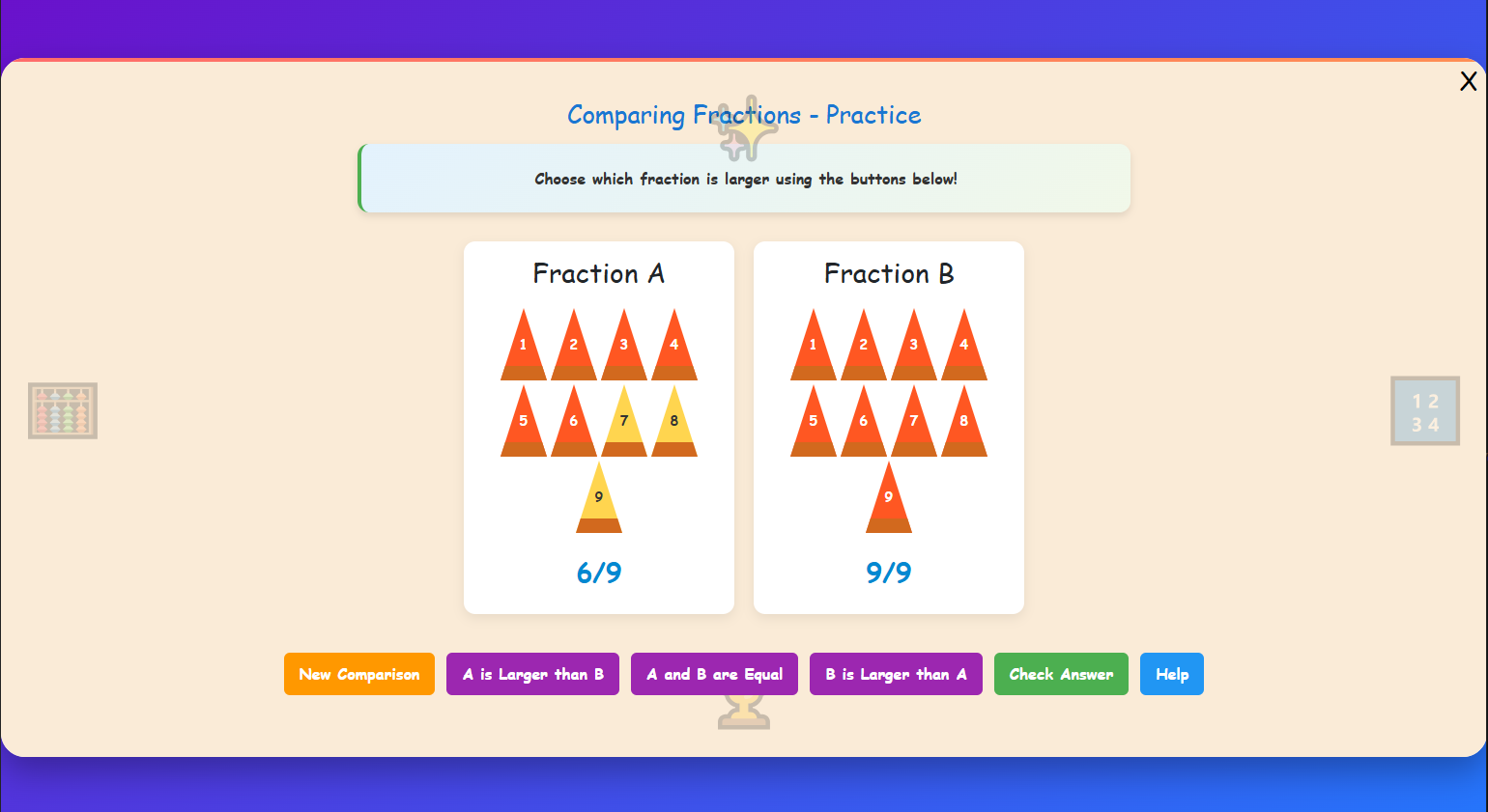 Comparing Fractions - Practice