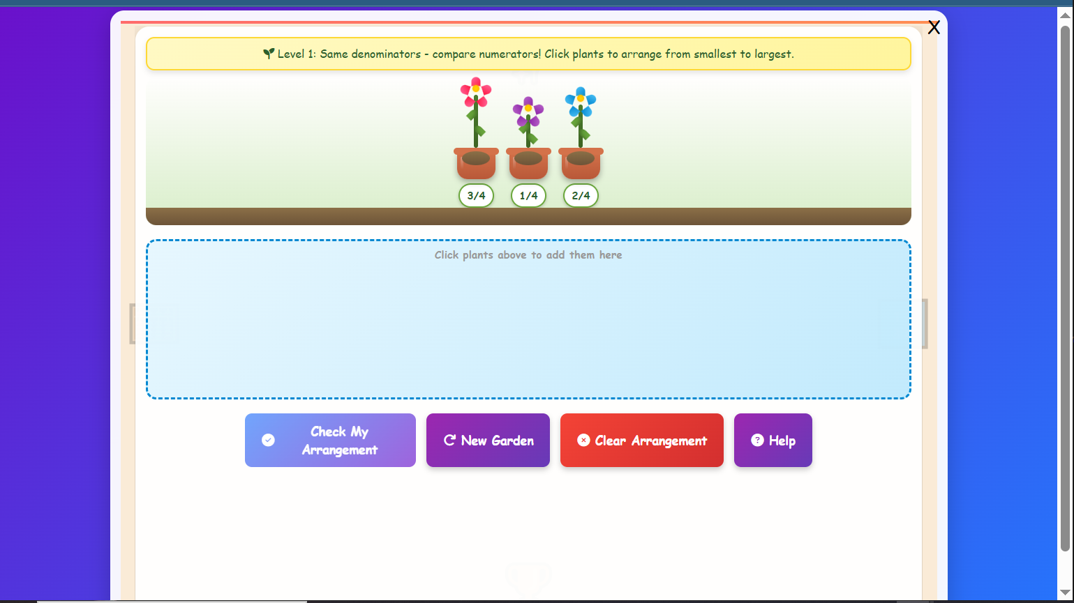 Arranging Fractions Theory