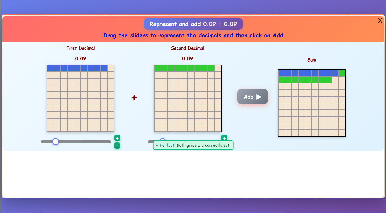 Decimal Addition - Interactive Learning Game