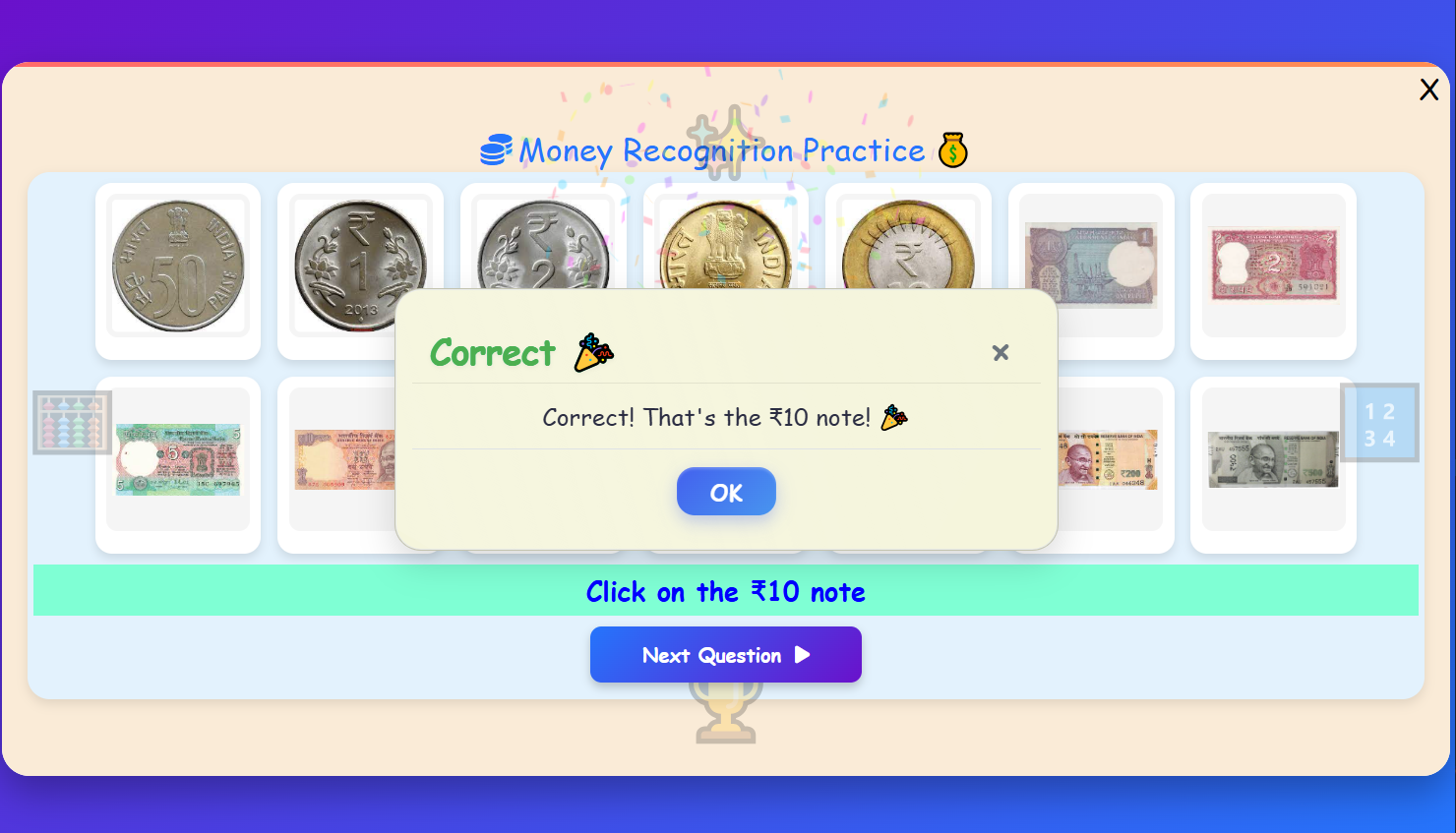 Money Recognition Practice
