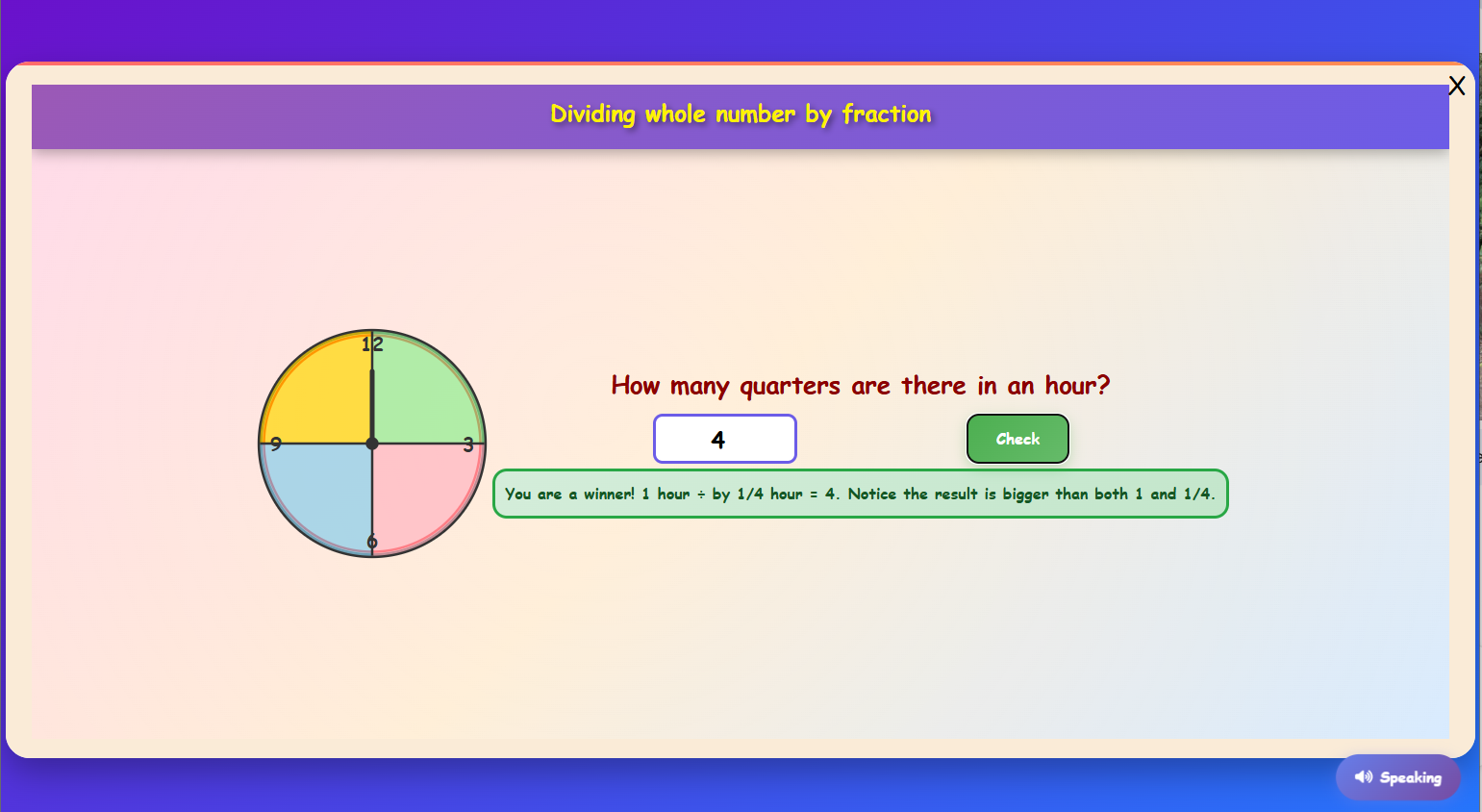 Dividing whole number by fraction!