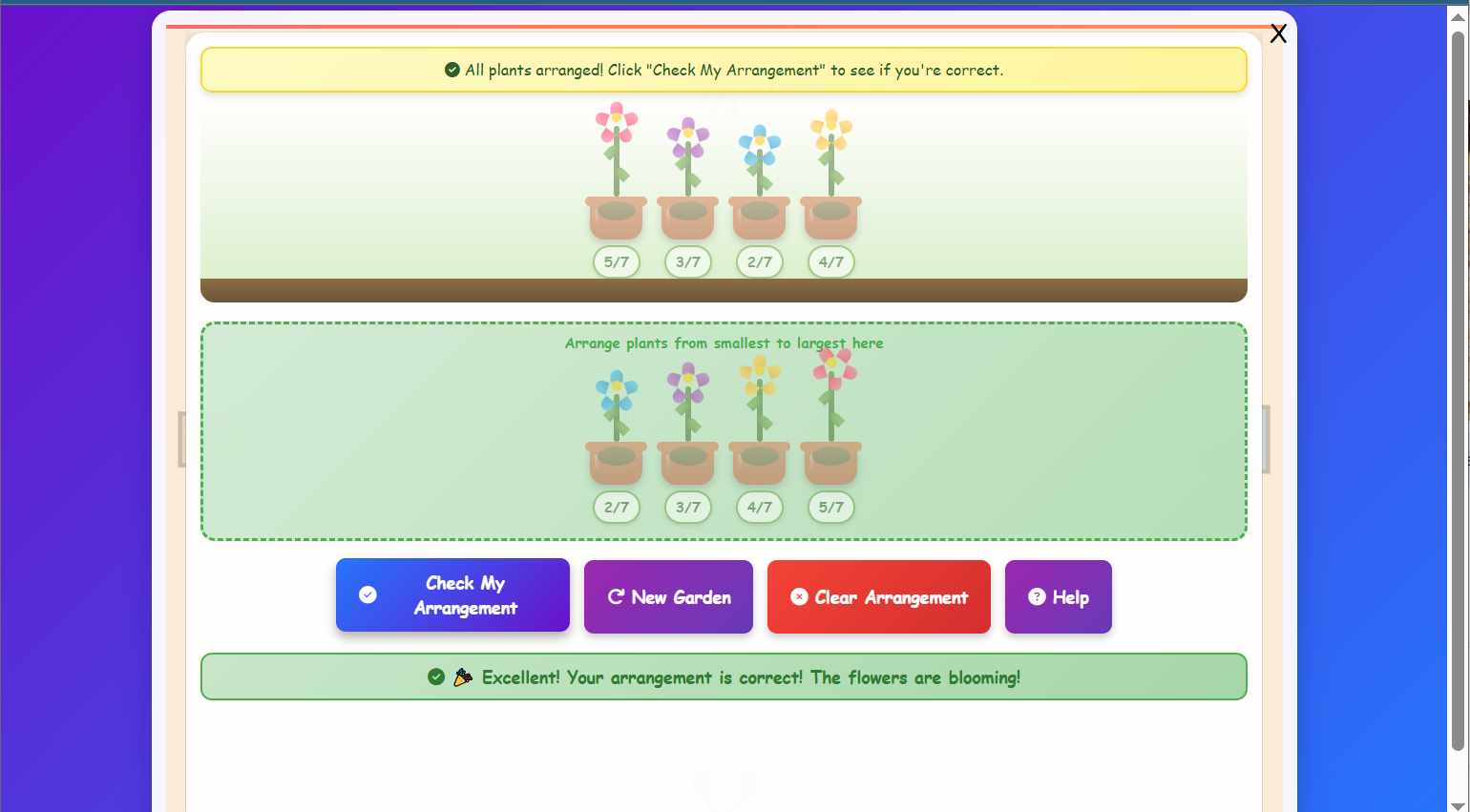 Arranging Fractions Theory