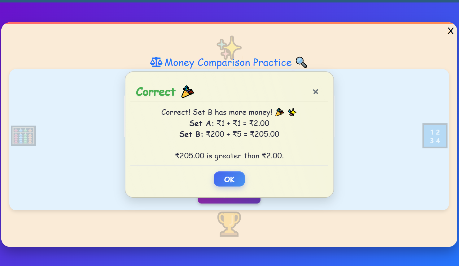 Money Comparison Practice