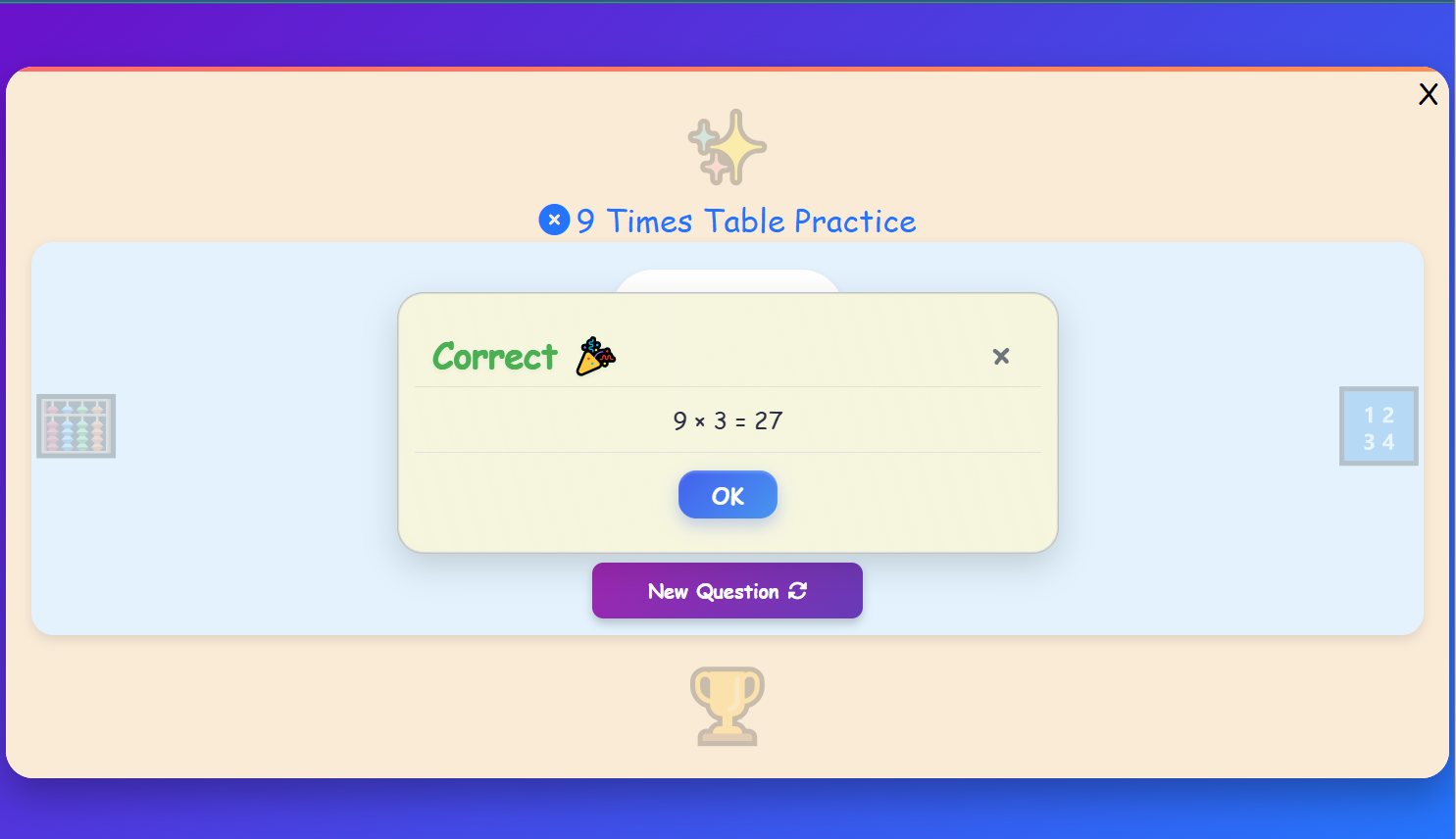 Table of 9 Challenge