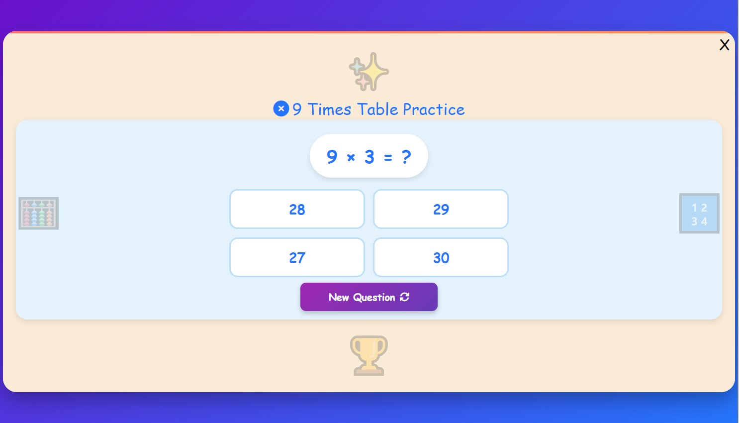 Table of 9 Challenge