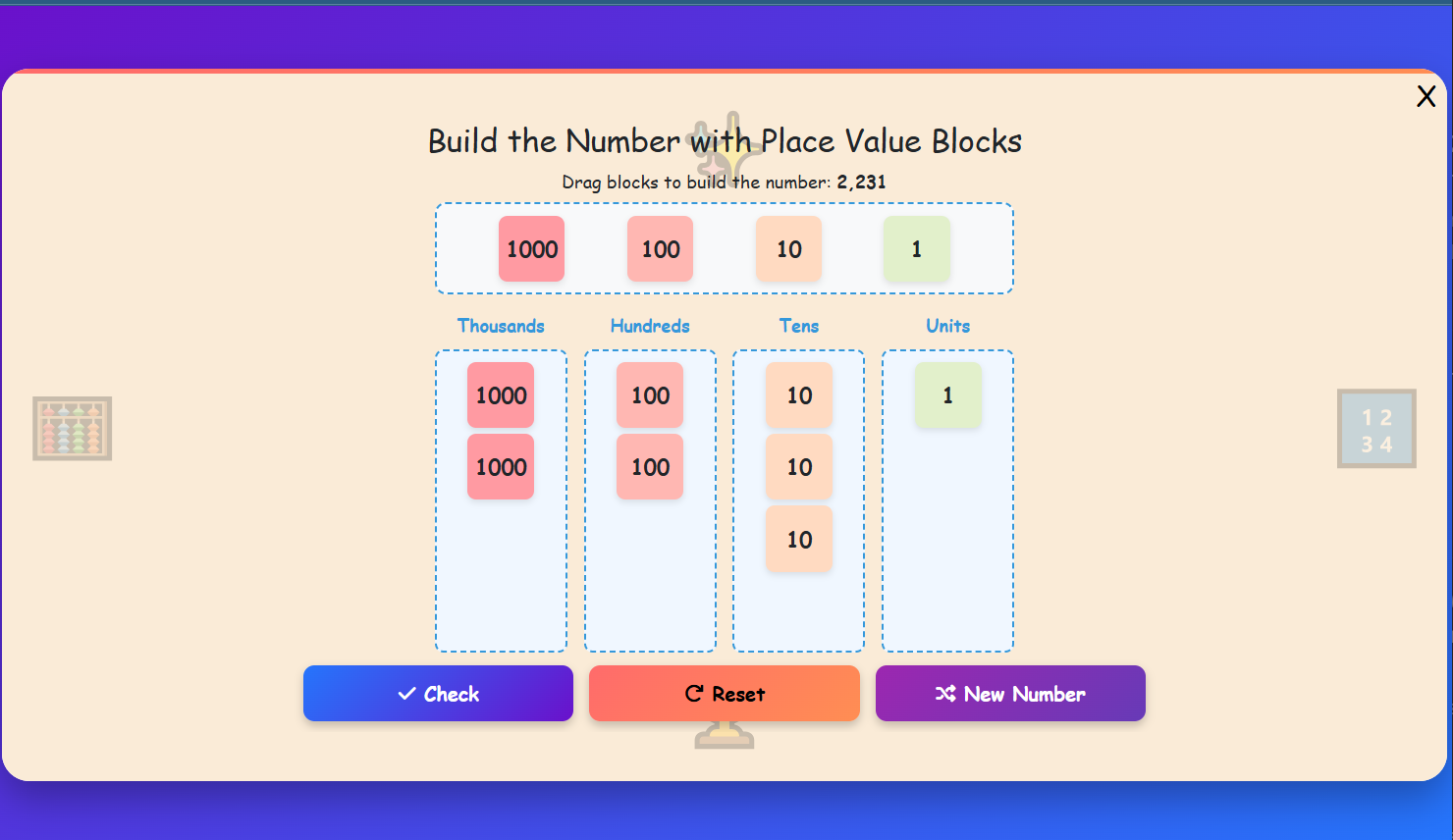 Build the Number with Place Value Blocks