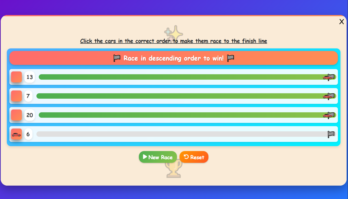 Number Race Challenge
