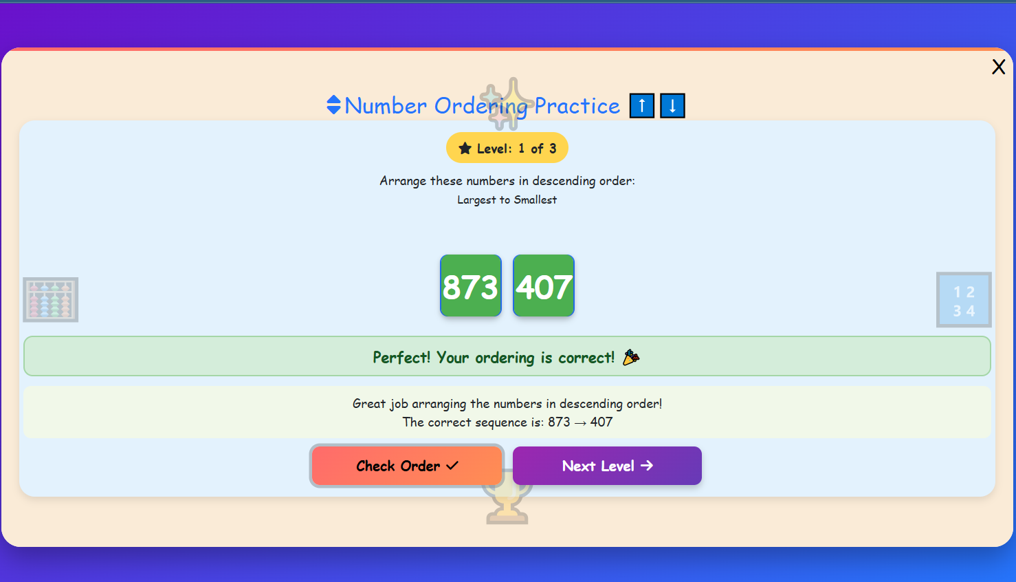Number Ordering Practice